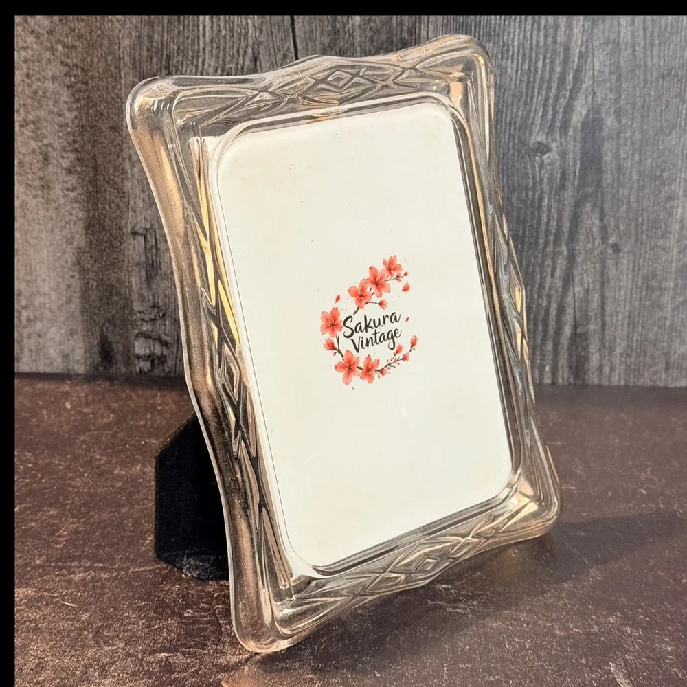 1990s Wedding Picture‎ Frame Scalloped Lead Crystal Clear 5X7